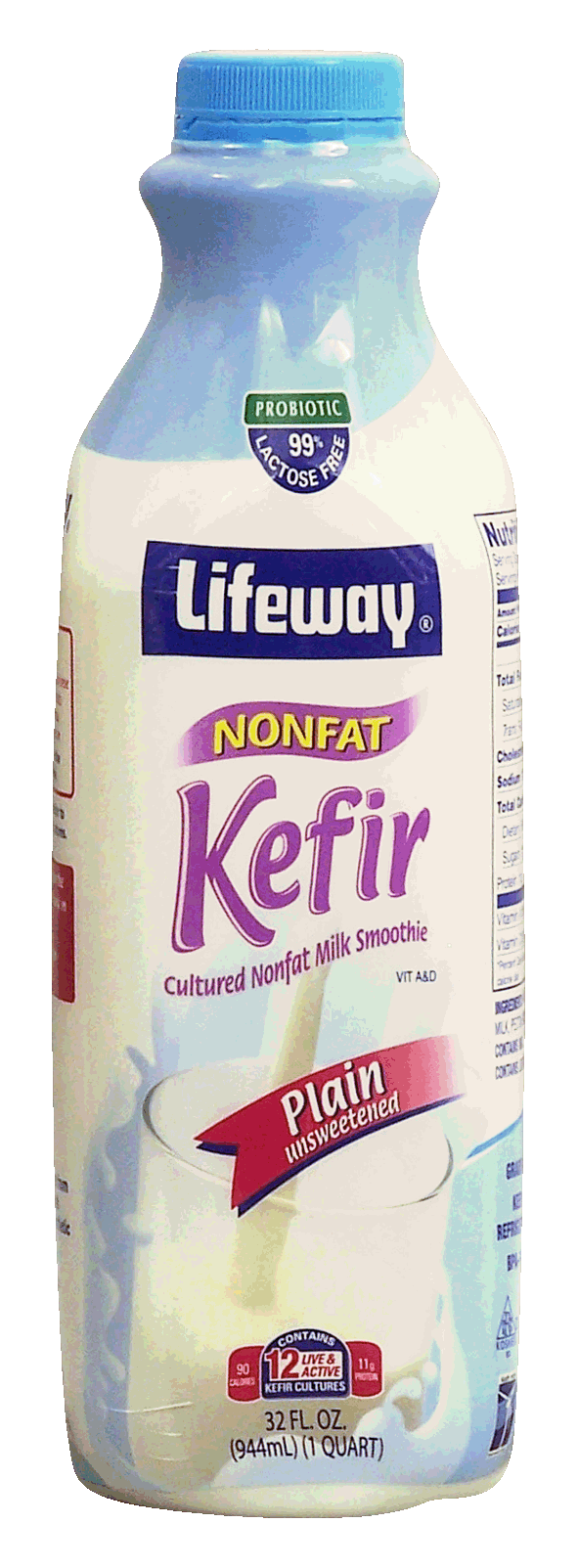 Lifeway Kefir  probiotic, nonfat kefir, cultured nonfat milk smoothie, 99% lactose free, plain unsweetened Full-Size Picture